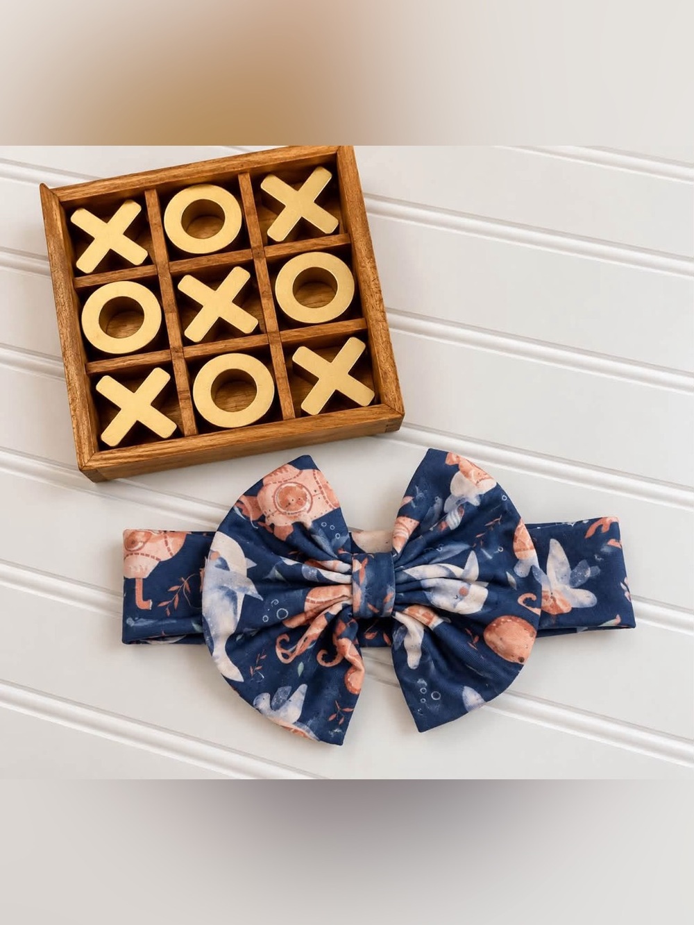 Pete+Lucy Navy Ocean Creature Bow Headband for Kids